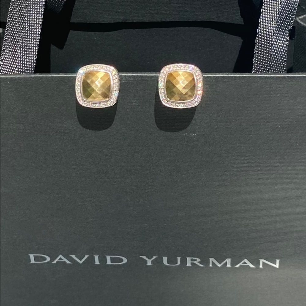 DAVID YURMAN 18K Sterling Silver Diamond Albion Earrings 💎💎💎